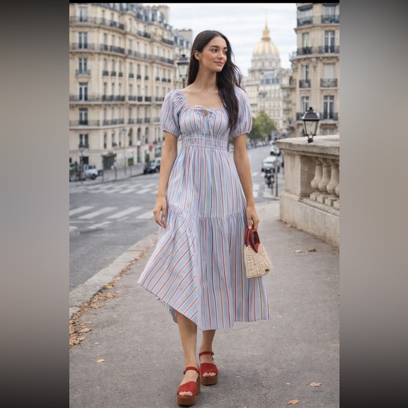 Anthropologie Dresses & Skirts - Anthropologie NWT Pink City Prints Katie Sweetheart Tiered Midi Dress size S.